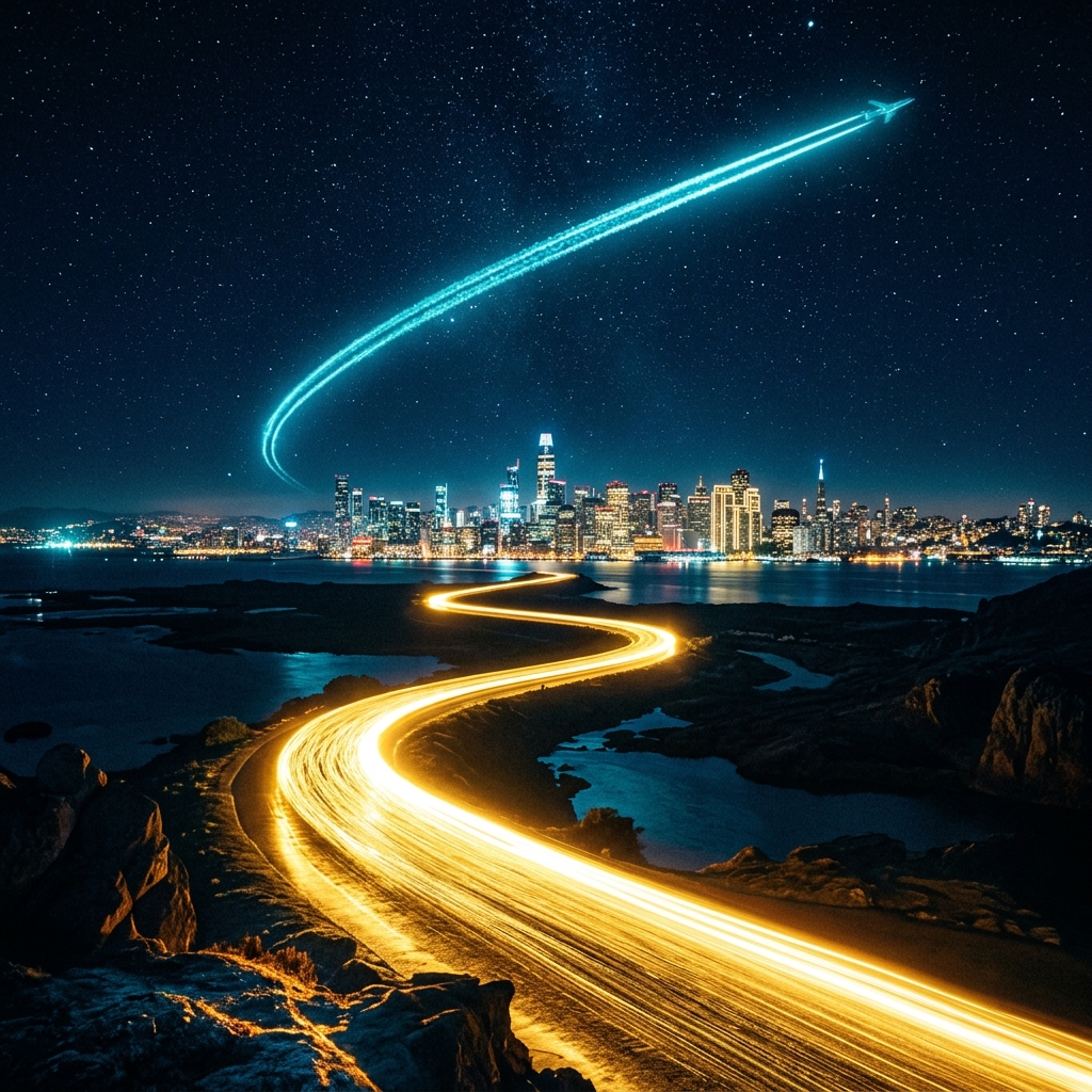 Golden pathway towards glowing horizon